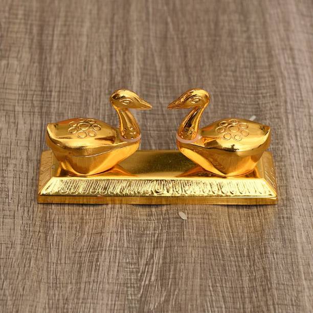 EliteTouch Metal Kumkum Holder With Ducks Design for Gifting, Temple Pooja, Thali Decorative Showpiece  -  4 cm
