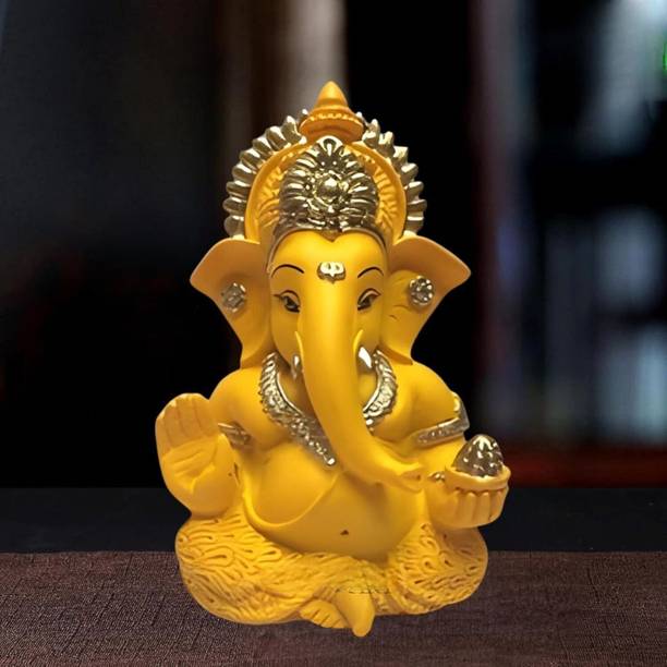 yuvika creatives Ganesh Ji Murti for Car Dashboard and Home Decor | Mango Terracotta Finish Decorative Showpiece  -  9 cm