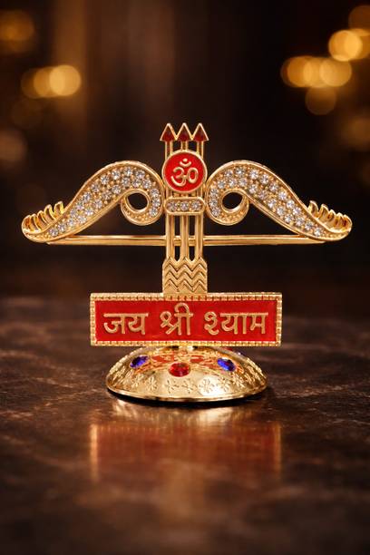 SHRI KHATUSHYAM CREATION Gold Plated Jai Shri Shyam Decorative Showpiece, Om Symbol Car Dashboard Decorative Showpiece  -  10 cm
