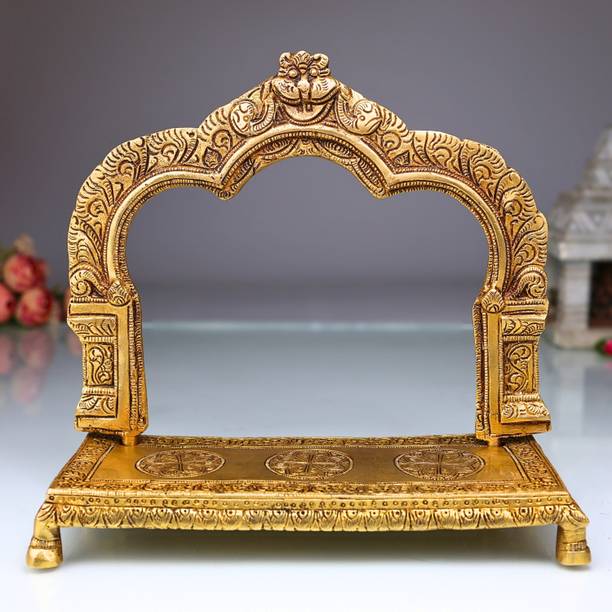 Bhunes Brass Chowki Prabhavali With Stand For Idol Prabhawali For Idol Seat Singhasan Decorative Showpiece  -  20 cm