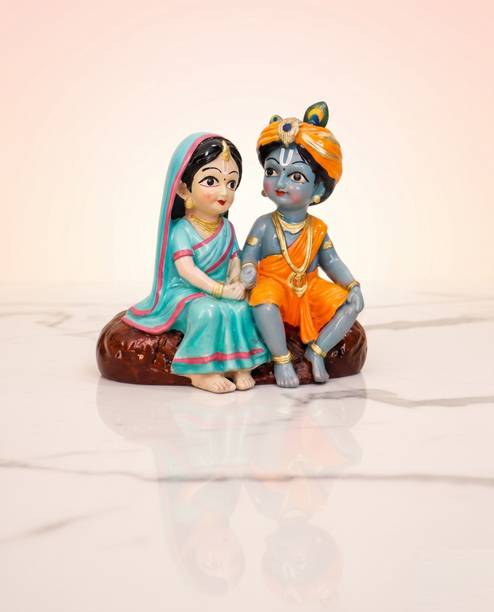AskndAll Radha Krishna Idol for Temple, Office Desk, Car Dashboard & Spiritual Gift Decorative Showpiece - 10 cm