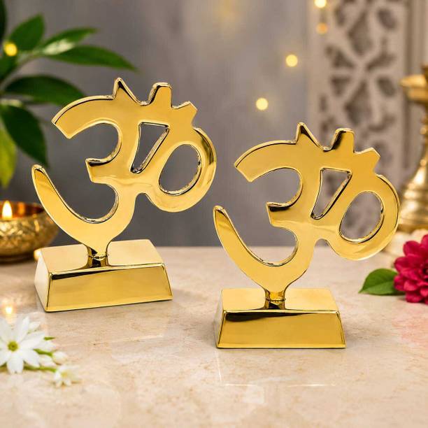 PS Livingcrafts Pure brass om with stand pack of 2 Decorative Showpiece  -  5.5 cm