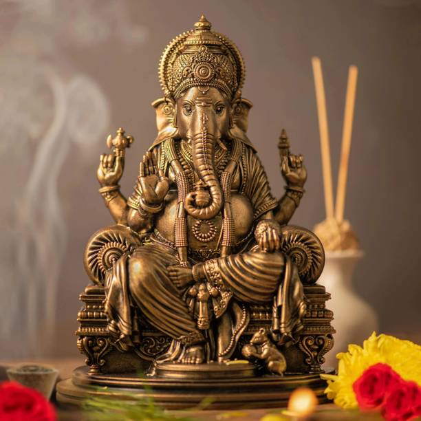 SILAII Lord Ganesha Idols for pooja- Divine Sculpture Decorative Showpiece  -  12.7 cm