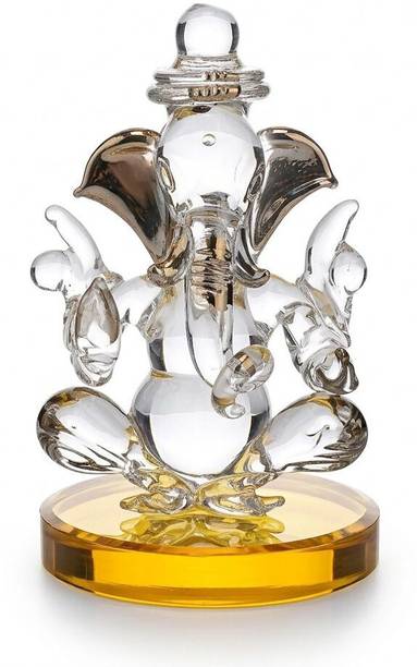 Murtiva decor Lord Ganesha Idol for Car Dashboard Aesthetic God Ganpati Pooja Mandir Decor Decorative Showpiece  -  8 cm