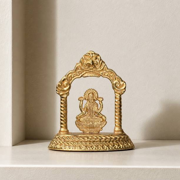 Aarubhi Mandiram Lakshmi Darbar Idol for Home Mandir 7 cm Decorative Showpiece  -  7 cm