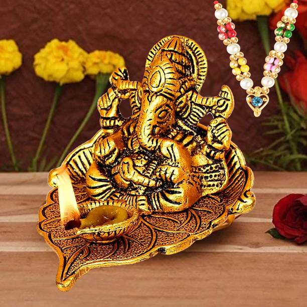 NOKTUS Ganesha Diya For Pooja Room, Table Decor, Gifting Article, Home and Office Decor Decorative Showpiece  -  8 cm