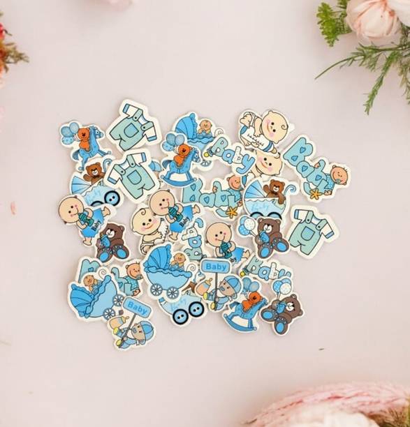 Chocozone Pack of 100 Baby Boy Decorations for 1st Birthday Baby Shower Decorations Decorative Showpiece  -  3 cm