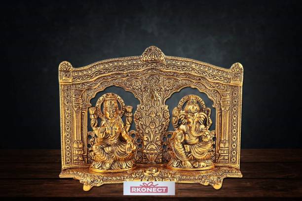 GIFTCITY Laxmi Ganesh Statue Idol Brass | Ganesh Laxmi Ji idol for Diwali Decorative Showpiece  -  16 cm