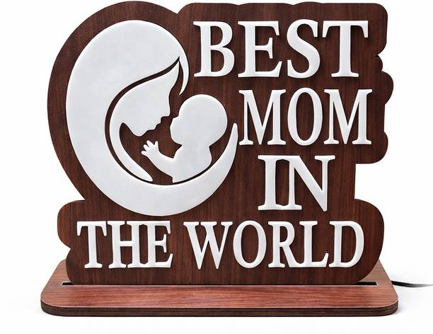 Djfashionstore Best Mom in The World Wooden Table Top Showpiece Decorative Showpiece  -  15 cm