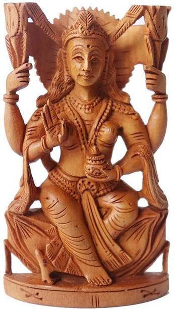 Mamta Handicrafts Original Sandalwood Lakshmi Murti Maa Idol Statue or Pooja Home Décor 3 Inch Decorative Showpiece  -  10 cm