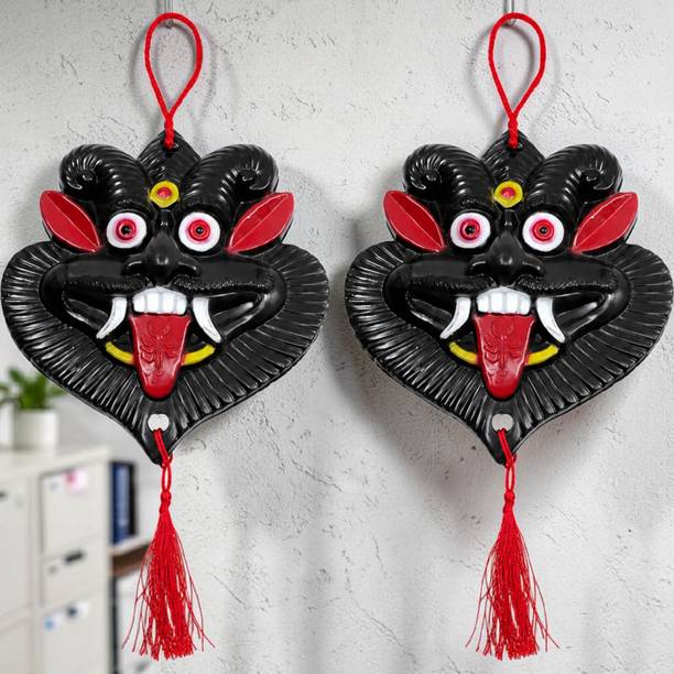 one Crafts Plastic Nazar Battu Face Hanging Pack of 2 for Home Entrance Decor Decorative Showpiece  -  5 cm