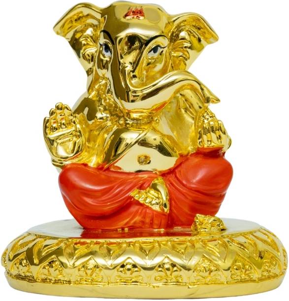 Aarya24KT Happy Ganesha with Base Decorative Showpiece  -  9.5 cm