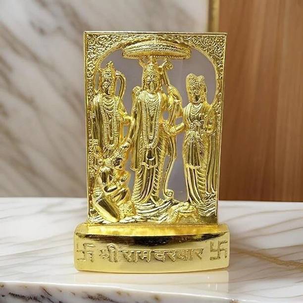 salvusappsolutions Handmade Metal Ram Darbar (Ram, Hanuman, Sita, Laxman) Murti (Big, 4inch) Decorative Showpiece  -  10 cm