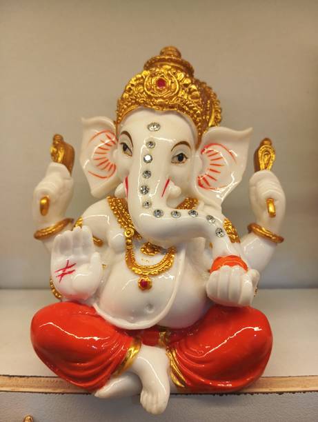 HEENA HOME DECOR HEENA HOME DECOR Lord ganesh colourful high quality poyresin idol Decorative Showpiece  -  13 cm