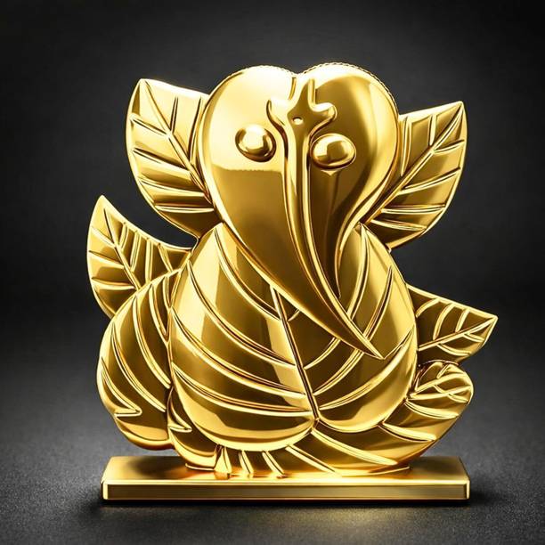 Devlink Metal Ganesha Dashboard Idol for Car | Lord Ganesh Auspicious Decor Decorative Showpiece  -  6 cm