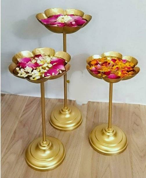design magnifique Taj urli bowl set 3 tea light candle holder & floating diya stand diwali decor Decorative Showpiece  -  36 cm