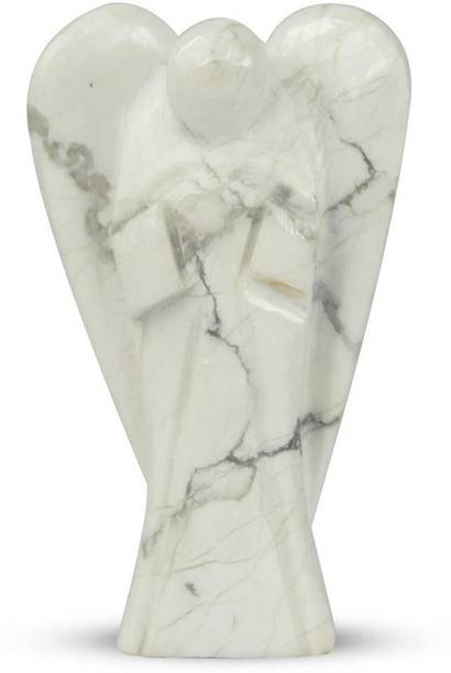 REIKI CRYSTAL PRODUCTS Natural Howlite Crystal Angel Size 5 cm (2 inch) Decorative Showpiece  -  5 cm