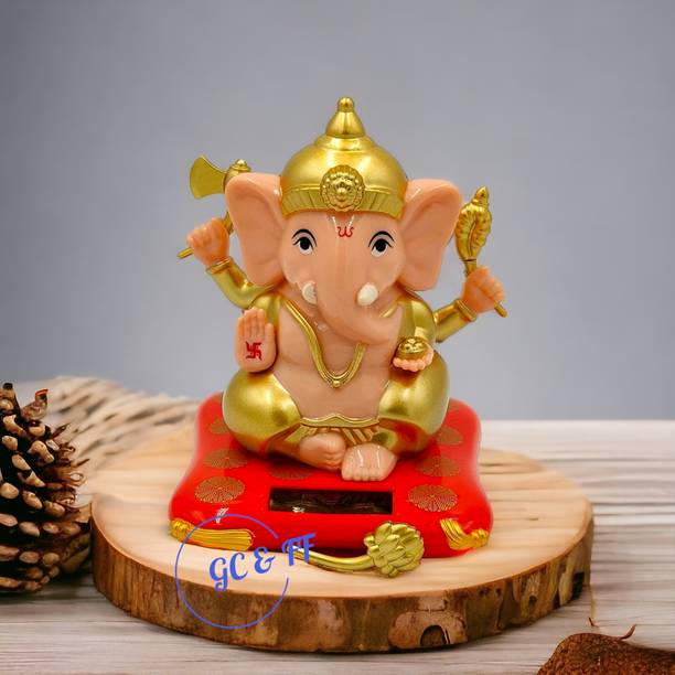 GRACIE COLLECTION Solar Ganesha moving hands for office, home showpiece Decorative Showpiece  -  8 cm
