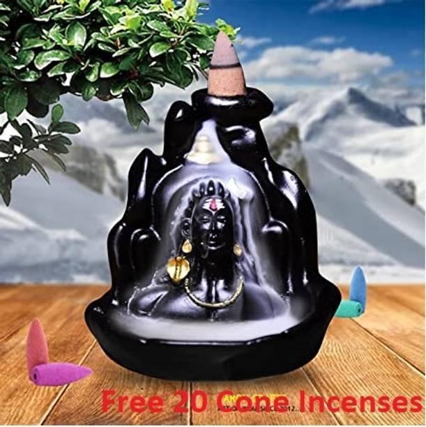 reeldot Adiyogi Smoke Fountain Mahadev Status Showpiece with20 Free Smoke Backflow Cones डेकोरेटिव शोपीस  -  12 cm