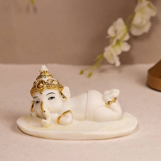 Art Street Resting Ganesha Statue Showpiece Idol, Crafted from Resin Ganesha Murti For Home Decorative Showpiece  -  13 cm