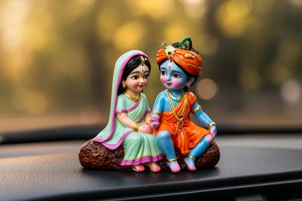 Soft Touch Decor Divine Radha Krishna Idol for Home, Office & Car Dashboard Decorative Showpiece  -  9 cm