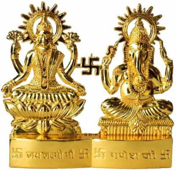 Gupangam Beautiful Laxmi Ganesh ji idol 9cm for Home/Cardashboard/Temple/office Decorative Showpiece  -  11 cm