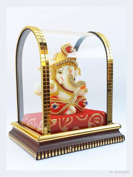 TAG ON Hindu God Shri Ganesh statue lord Ganesha idol for Car Dashboard Decorative Showpiece  -  11 cm