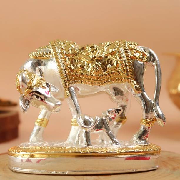 The Spiritual Living Kamdhenu Cow | Kamdhenu Cow Statue | Kamdhenu Cow Brass |For Home & Office Decor Decorative Showpiece  -  6.4 cm
