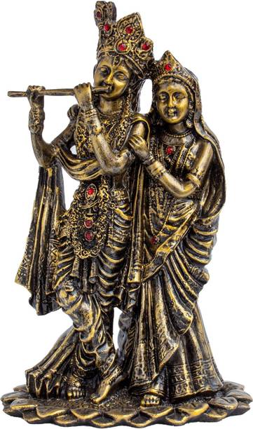 Sutra Decor Artistic Radha Krishna Marble Dust Statue for Spiritual Home Decor, 12.3Inches Decorative Showpiece  -  31.24 cm