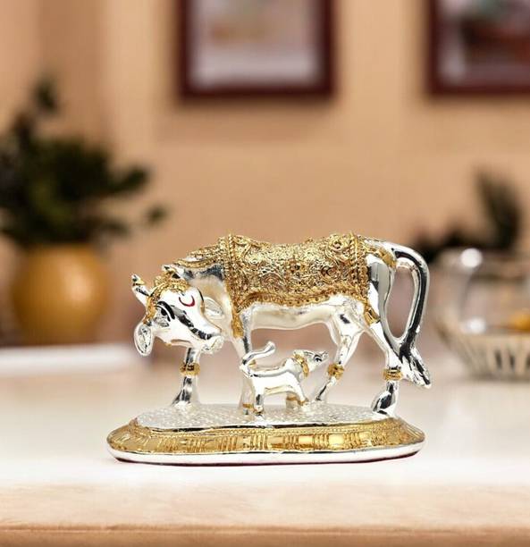 Natriel Cow and Calf For Wealth and Prosperity Decorative Showpiece  -  8 cm