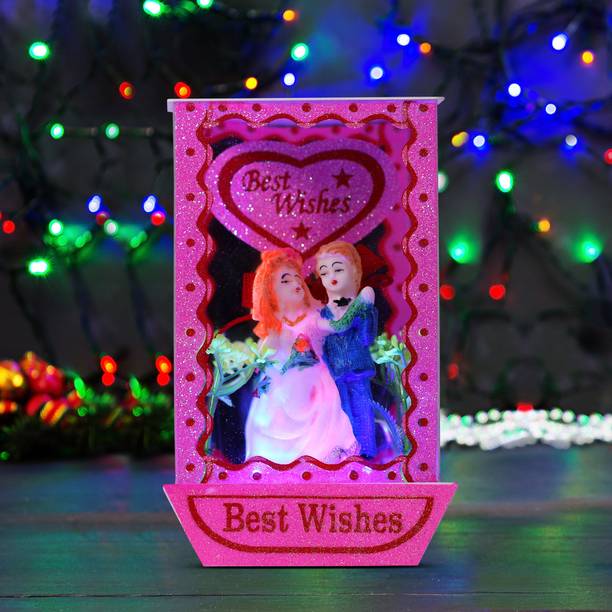 Awesome Craft LED Romantic Couple with Dil Figurine for Girlfriend Boyfriend Husband & Wife डेकोरेटिव शोपीस - 14 cm