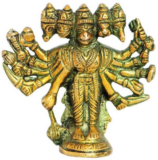 More Mukut Hanuman Brass Idol Decorative Showpiece  -  9 cm