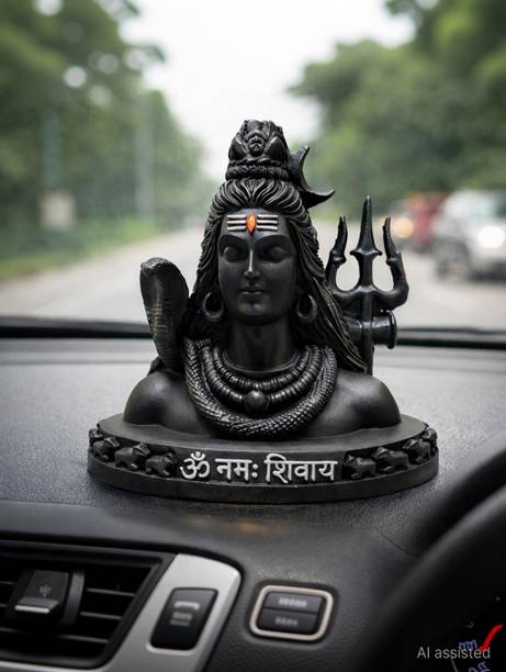 Adhvik Resin Adiyogi Shiva Statue with Trishul – Spiritual Table Decor Ido Decorative Showpiece  -  10 cm