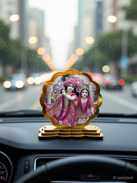 ar creative Radha Krishna Car Dashboard Idol, God Statue For Car, Home, Office Decorative Showpiece  -  9 cm
