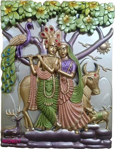 RKONECT Plastic Radha Krishan Decorative Wall Hanging Photo Frame for Home & Pooja Room Decorative Showpiece  -  30 cm