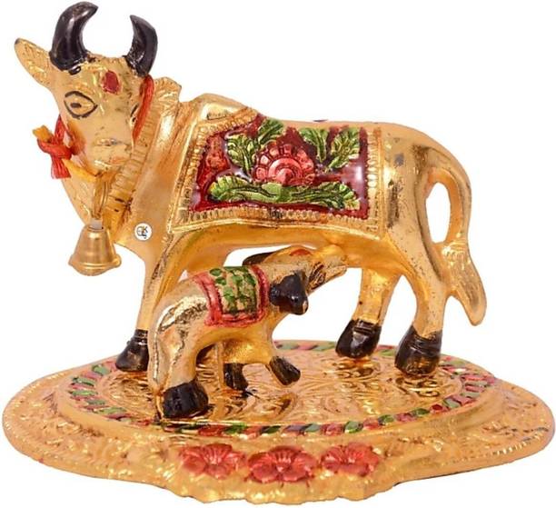 GOKULESHOPEE golden Cow And Calf Decorative Showpiece  -  5 cm