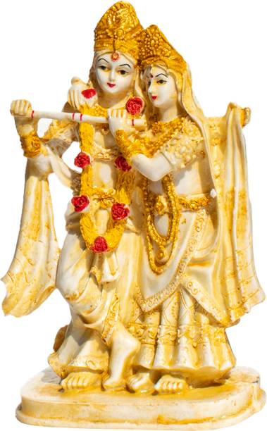 Sutra Decor Radha Krishna Polyresin Statue in Elegant White | 7.8 Inch Decorative Idol Decorative Showpiece  -  19.812 cm