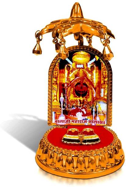Adhvik God Salasar Balaji Divine Idol with Charan Paduka & Umbrella Chhatra Statue Decorative Showpiece  -  10 cm