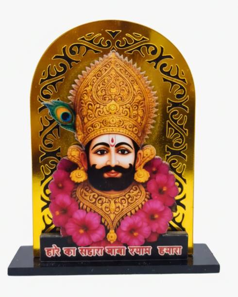 SHRI KHATUSHYAM CREATION Khatu Shyam Car Dashbord Mini Tample Decorative Showpiece  -  9 cm