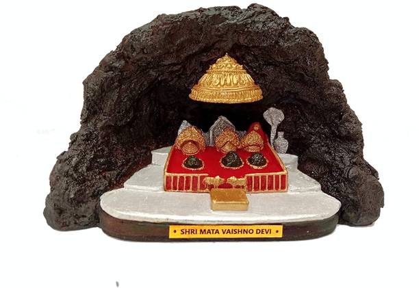 Vihaan Creation Shri MATA Vaishno Devi Idol, Stone Cave with Golden Dome, 14 cm Decorative Showpiece  -  14 cm