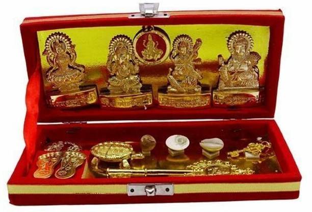 KANISHQ RELIGIOUS IDOL SHRI DHAN LAKSHMI SHRI KUBER BHANDARI YANTRA KIT BOX Brass Yantra