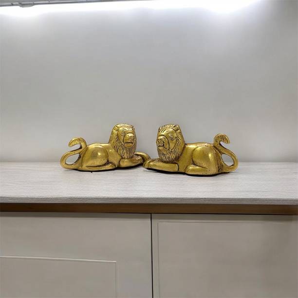 Shri Ji Collection Creatives Brass Lion Decorative Showpiece  -  4.1 cm