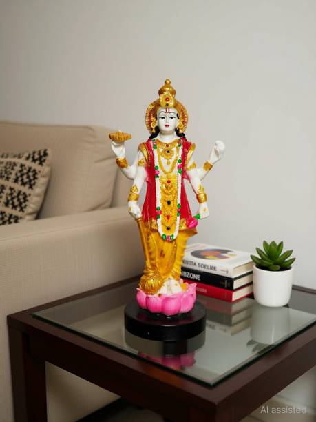HUBZONES Resin Lord Vishnu Statue Venketshwar Idol Decorative Showpiece  -  22 cm