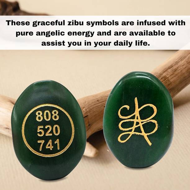 VIBESLE Green Zibu Symbols Crystal for Money - Lucky Stone 808520741 Zibu Coin Decorative Showpiece  -  4 cm