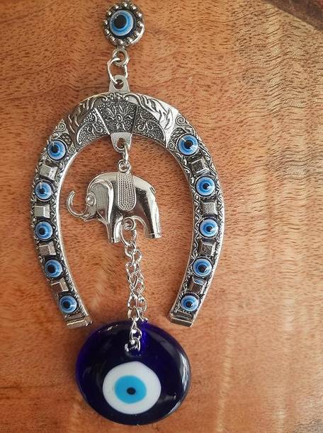 DIKSHA PRODUCTS EvilEye Hanging for Home Main Door Entrance Horseshoe Elephant Nazar Battu GIFT Decorative Showpiece  -  18 cm