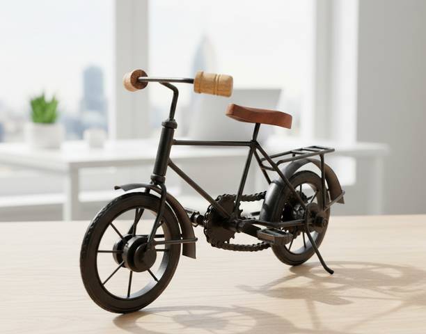 GiftGrow Iron & Wood Vintage cycle Showpiece | Handmade Decor for Home & Office Decorative Showpiece  -  28 cm