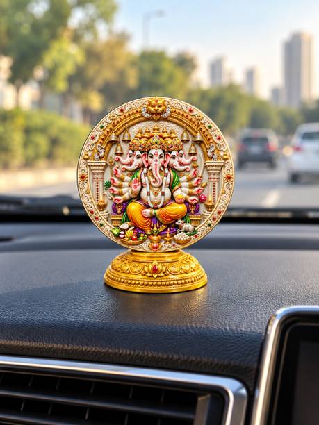 Petals & pines Devotional God Idol Showpiece for Car Dashboard & Home Temple_Ganeshji_01 Decorative Showpiece  -  6 cm