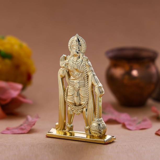 P. R. PRINTS Hanuman Ji Idol Statue for Car & Home Temple (Gold) Decorative Showpiece  -  6 cm
