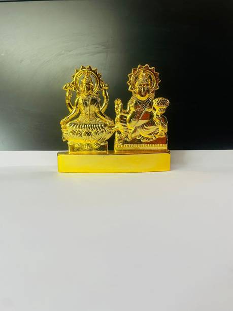 DARIDRA BHANJAN metal god Laxmi Kuber Murti / Maa Lakshmi with God Kuber IDol Decorative Showpiece  -  12 cm