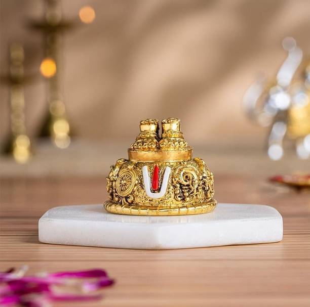PAXIVKA Lord Balaji Golden Charan for Home Temple | Ideal for pooja room & home temple Decorative Showpiece  -  6 cm